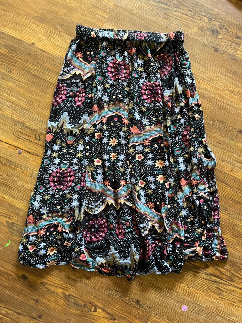 Free People Annalise Black Floral Maxi skirt